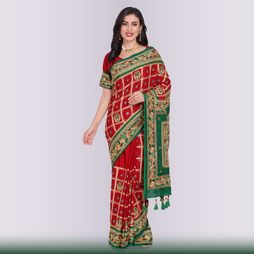 Zardosi Work Gaji Silk Gharchola Saree