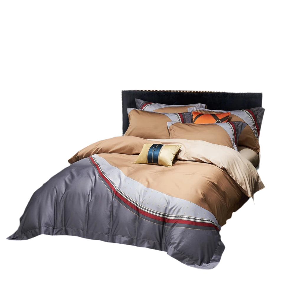 Elegant Arc Blue Light Brown Grey Pattern4Pieces Bedding Sets Digital Printing BedSheets Pillowcase Duvet Cover Queen King Size