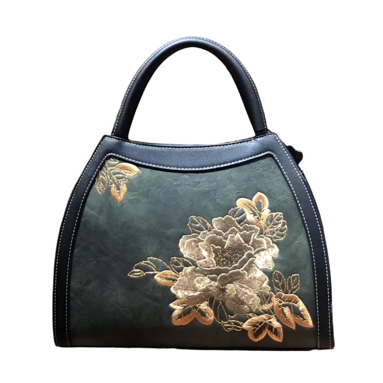 Chinese Style Embroidery Luxury Handbag Pu Leather Large Capacity Shoulder Bags