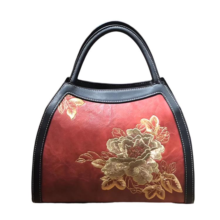 Chinese Style Embroidery Luxury Handbag Pu Leather Large Capacity Shoulder Bags