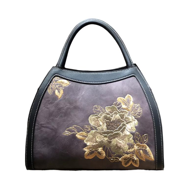 Chinese Style Embroidery Luxury Handbag Pu Leather Large Capacity Shoulder Bags