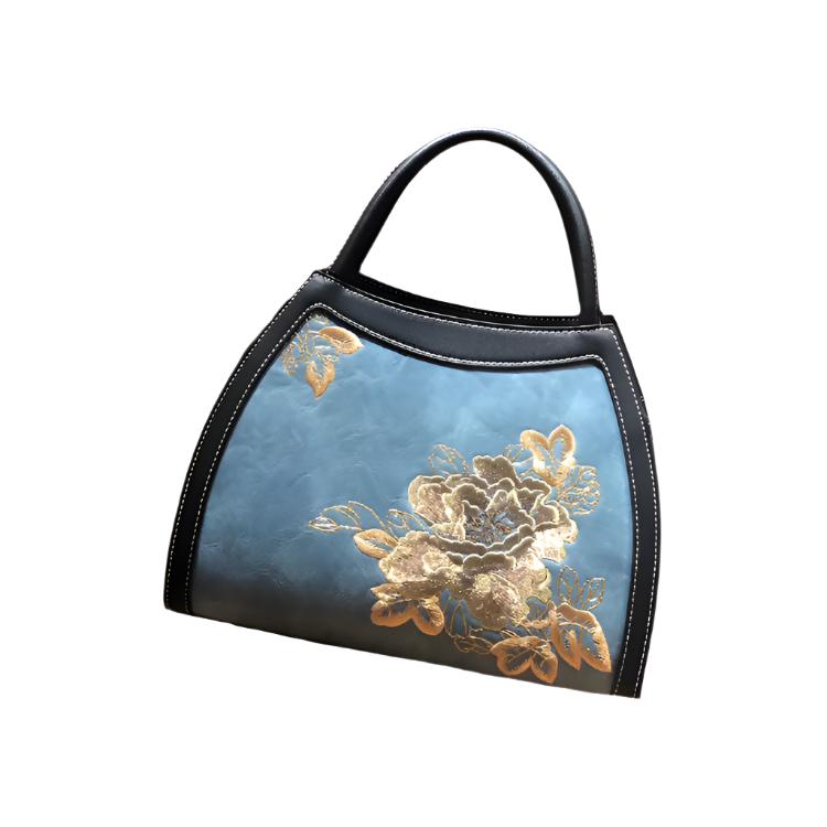 Chinese Style Embroidery Luxury Handbag Pu Leather Large Capacity Shoulder Bags