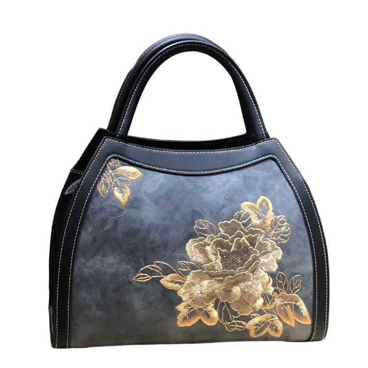 Chinese Style Embroidery Luxury Handbag Pu Leather Large Capacity Shoulder Bags