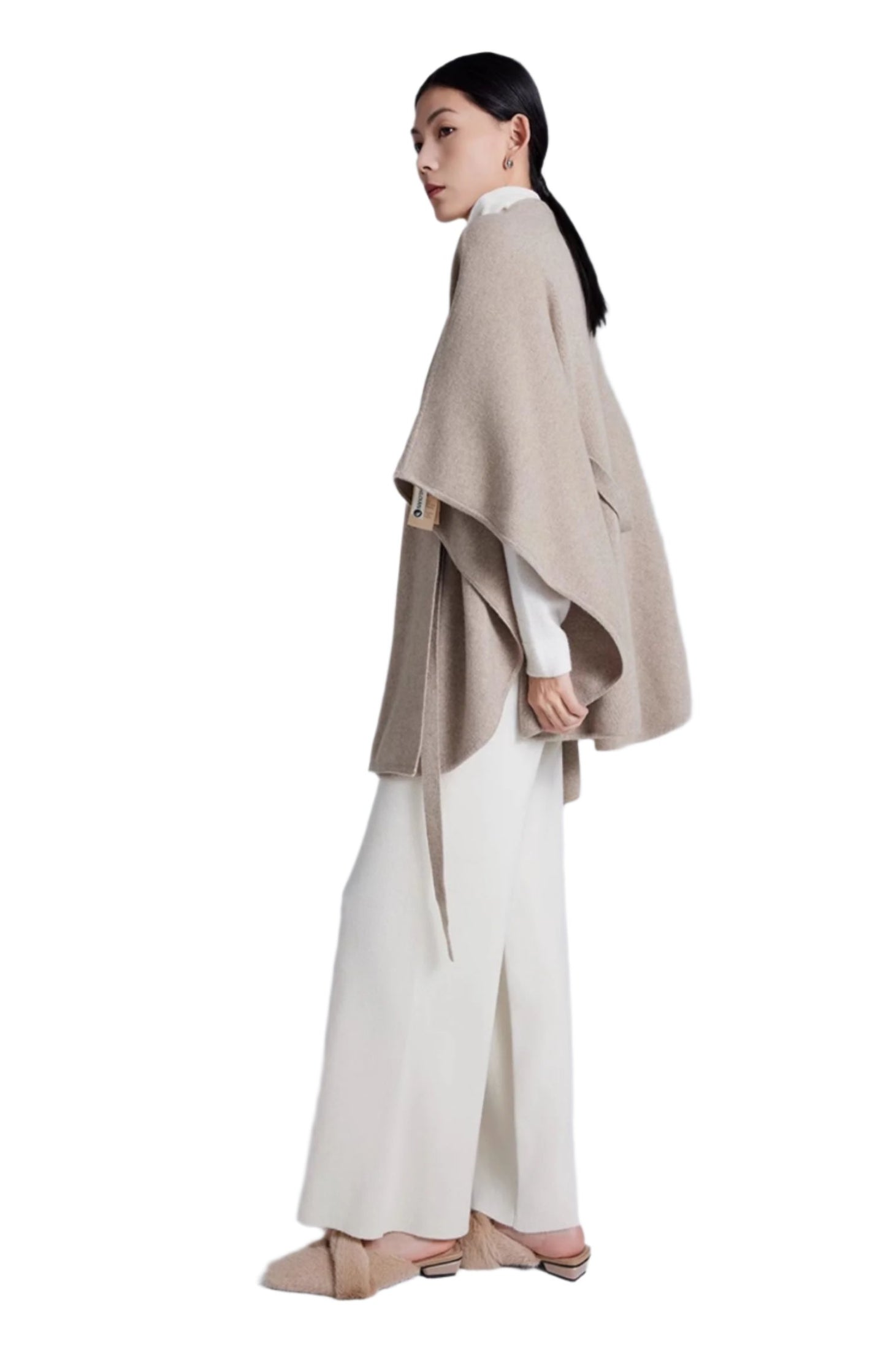 Cashmere Women's Cloak Lace-up Fashionable Outerwear Sweater