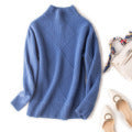 Wool 2023 New Autumn And Winter Women's Large Diamond Korean Style High Collar Loose Lazy Pullover Sweater Base Sweater