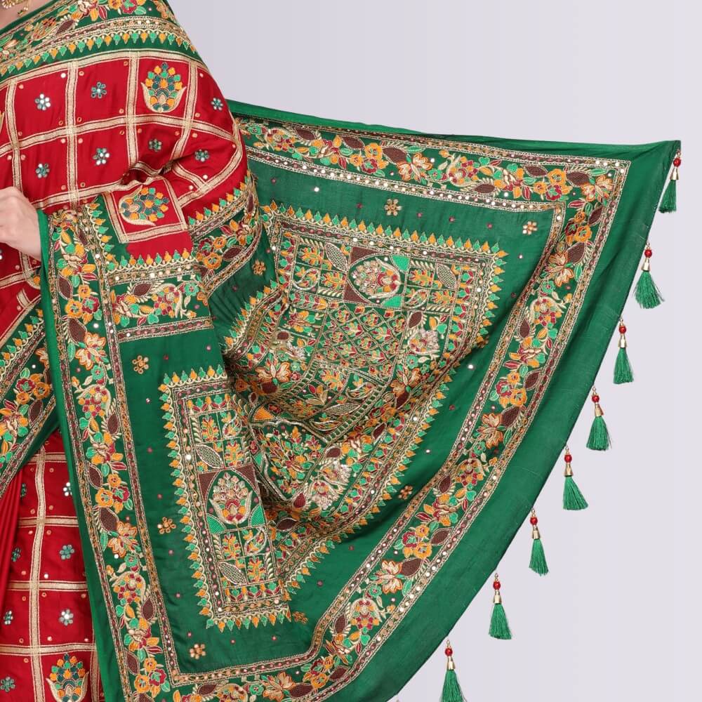 Zardosi Work Gaji Silk Gharchola Saree