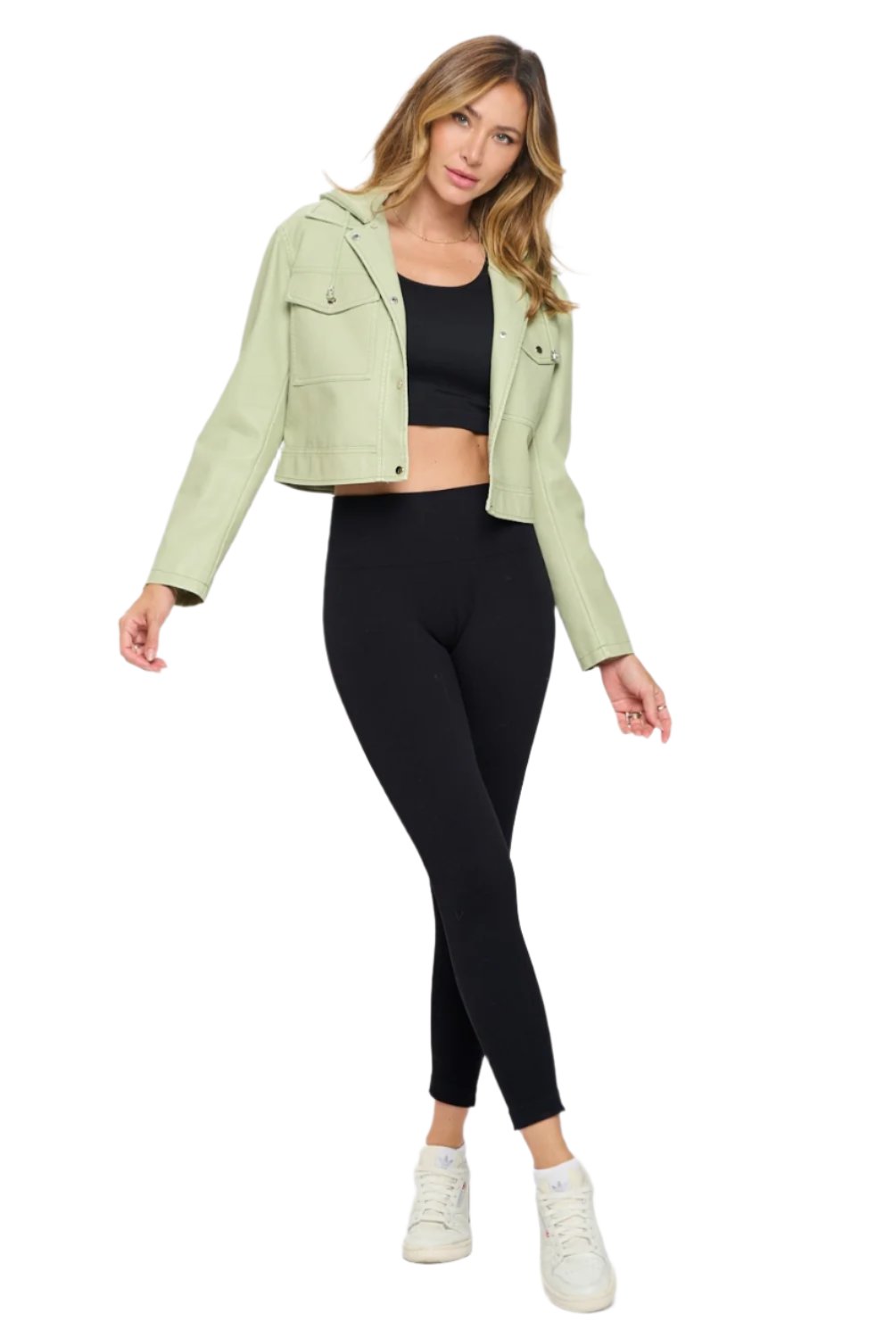 Coalition LA Snap Down Cropped Hooded Jacket