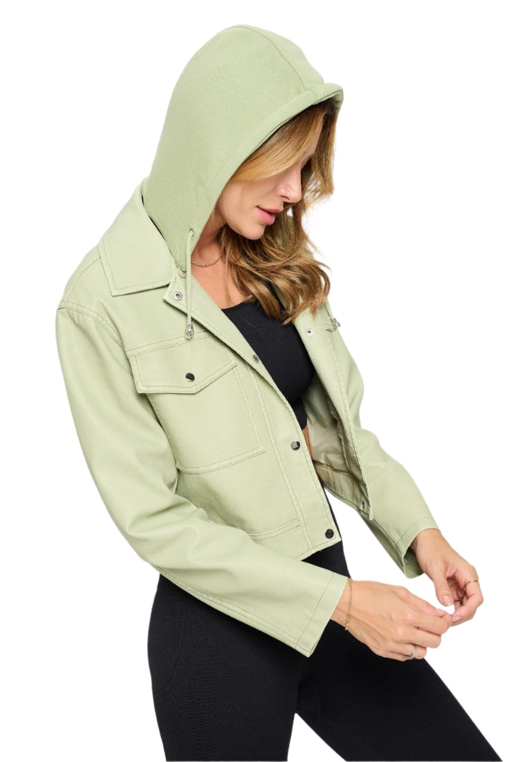 Coalition LA Snap Down Cropped Hooded Jacket