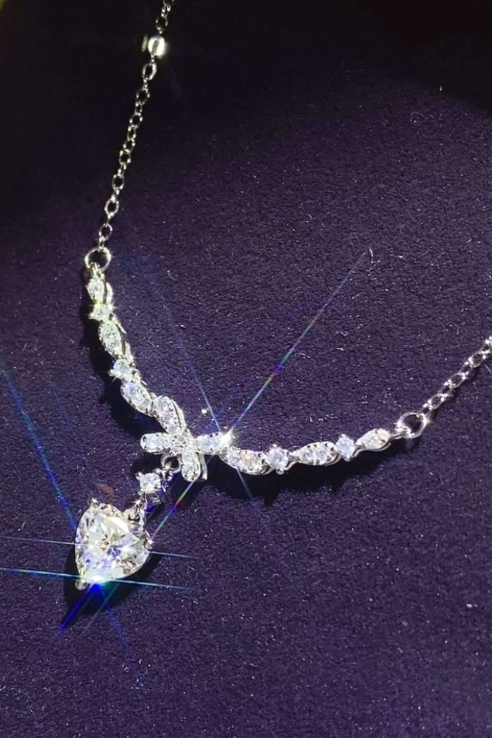Women 1 Carat 925 Sterling Silver Moissanite Necklace