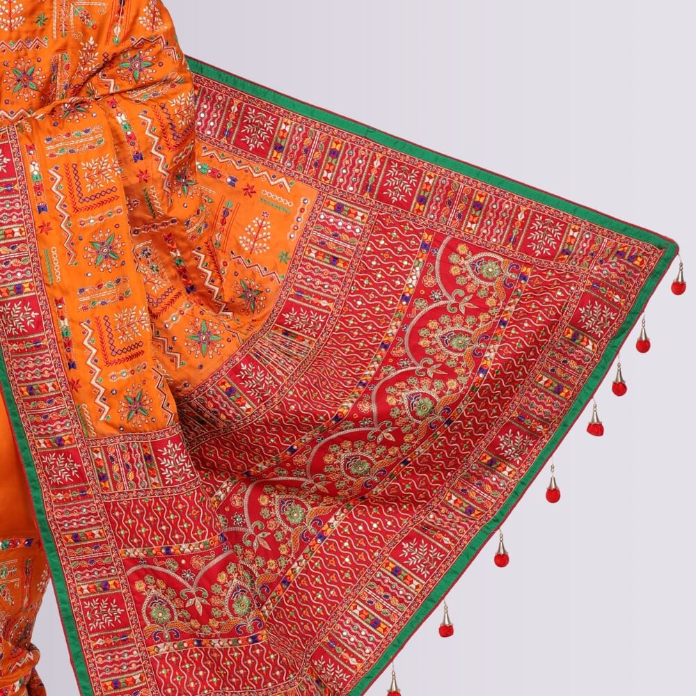Transitional Gharchola in Orange and Red
