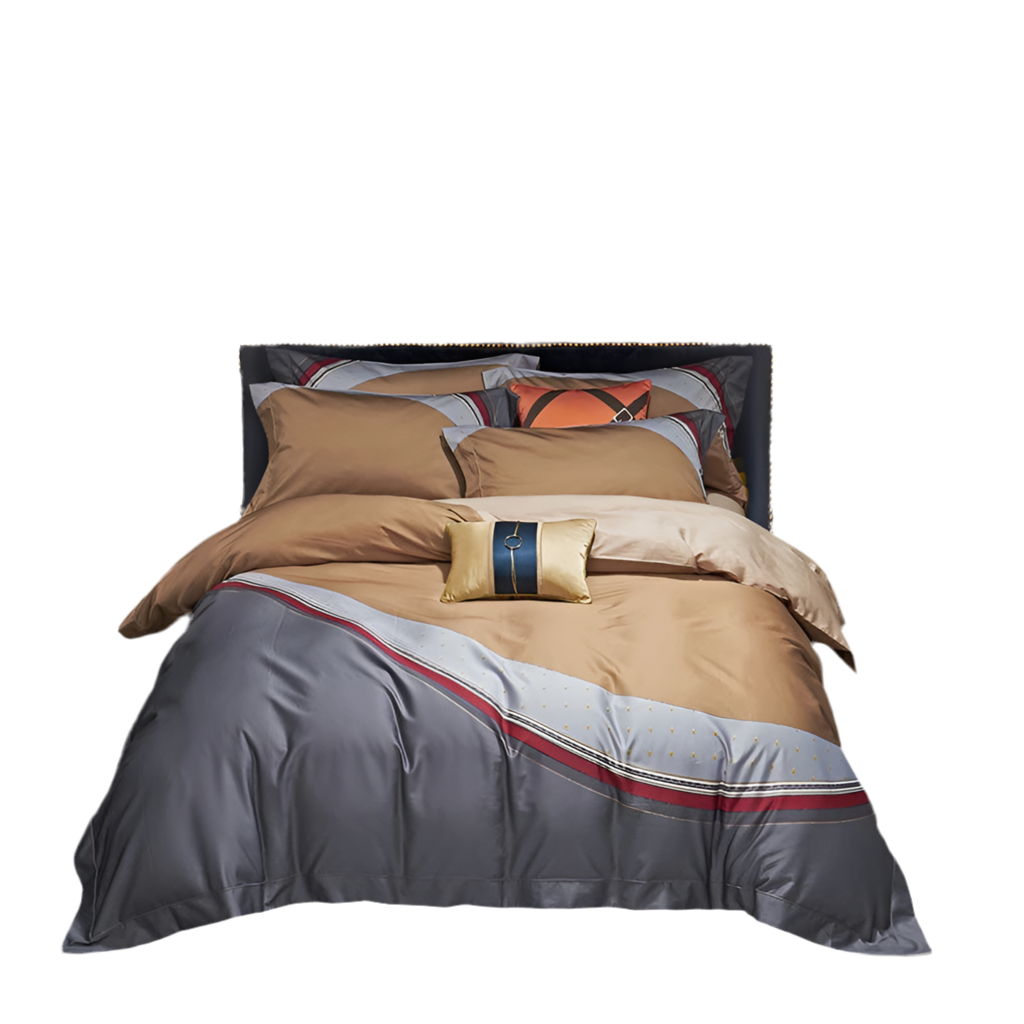 Elegant Arc Blue Light Brown Grey Pattern4Pieces Bedding Sets Digital Printing BedSheets Pillowcase Duvet Cover Queen King Size
