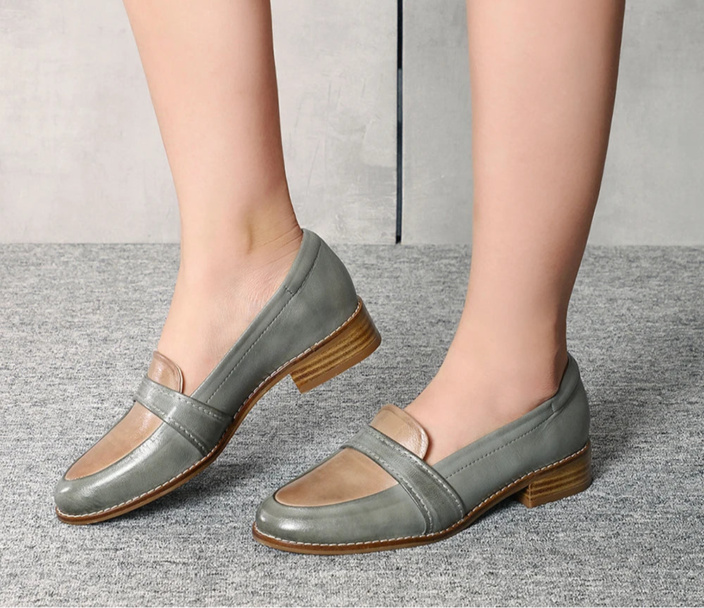 Mona Flying Women's Penny Loafers Genuine Leather Flats Moccasins for ladies Hand Made Slip On Casual Shoes L068-3