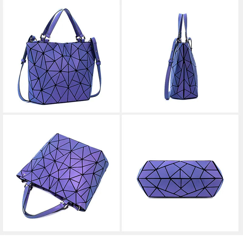 Luminous bag Sequins geometric bags for women 2024 Quilted Shoulder Bags Laser Plain Folding female Handbags bolsa feminina