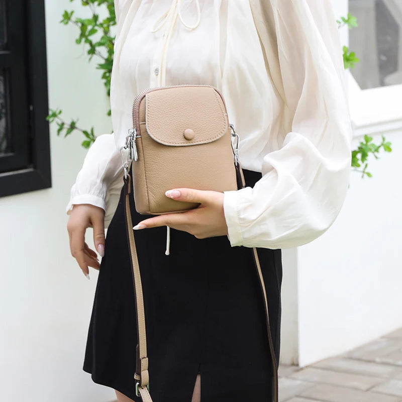 Women Bag Genuine Leather Phone Bag High Quality Shoulder Bag Luxury Female Crossbody Bag Shoulder Messenger Multi Layer Pockets
