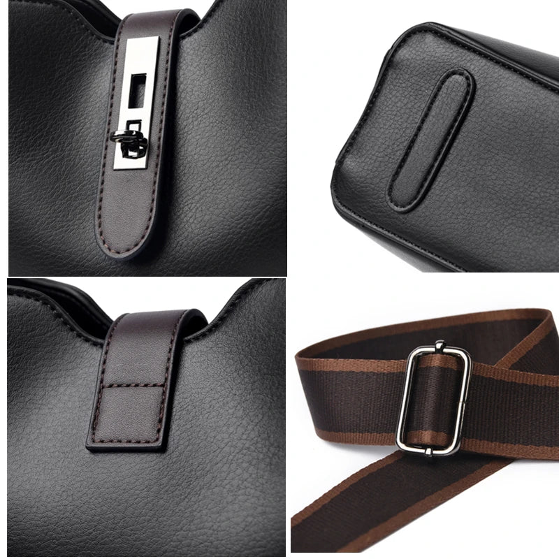High Quality Oil wax Leather Bucket Bag 2024 Handbag Women Large Capacity Shoulder Bag Fashion Lock Catch Crossbody Bag Tote