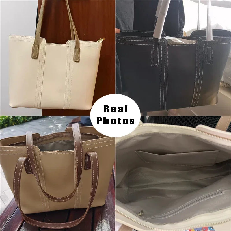 Large Vintage Women's Tote Handbags Beige Messenger Elegant Crossbody Bag Brown Shoulder Bags Office Ladies Messenger Bags