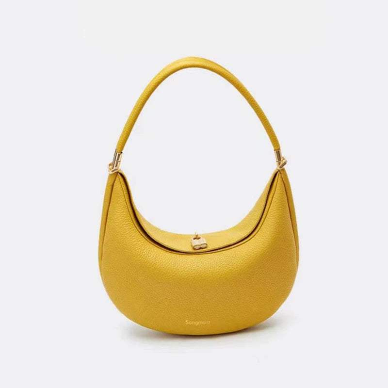 Designer Shoulder Underarm Leather Bag For Women 2023 New Fashion Portable Solid Color Female Travel Handbag 8AB761