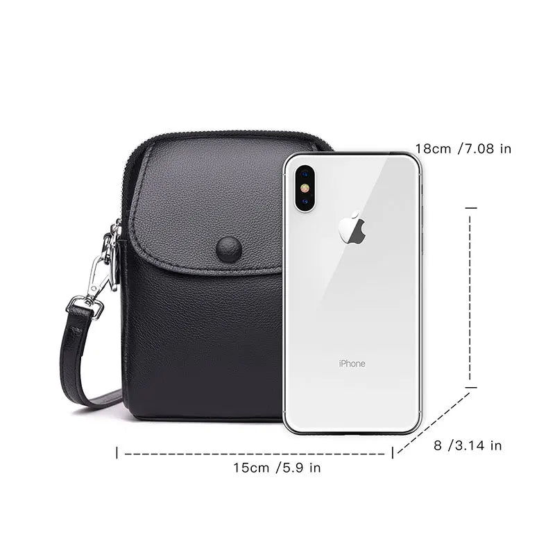 Women Bag Genuine Leather Phone Bag High Quality Shoulder Bag Luxury Female Crossbody Bag Shoulder Messenger Multi Layer Pockets