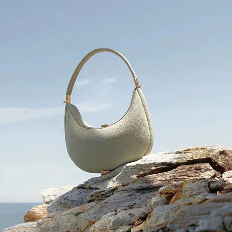 Designer Shoulder Underarm Leather Bag For Women 2023 New Fashion Portable Solid Color Female Travel Handbag 8AB761