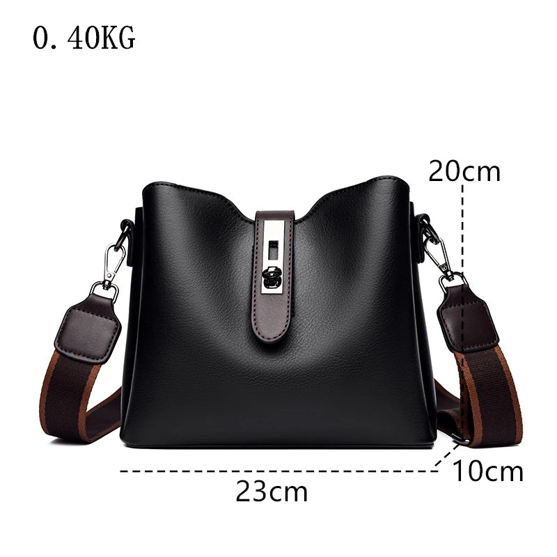High Quality Oil wax Leather Bucket Bag 2024 Handbag Women Large Capacity Shoulder Bag Fashion Lock Catch Crossbody Bag Tote