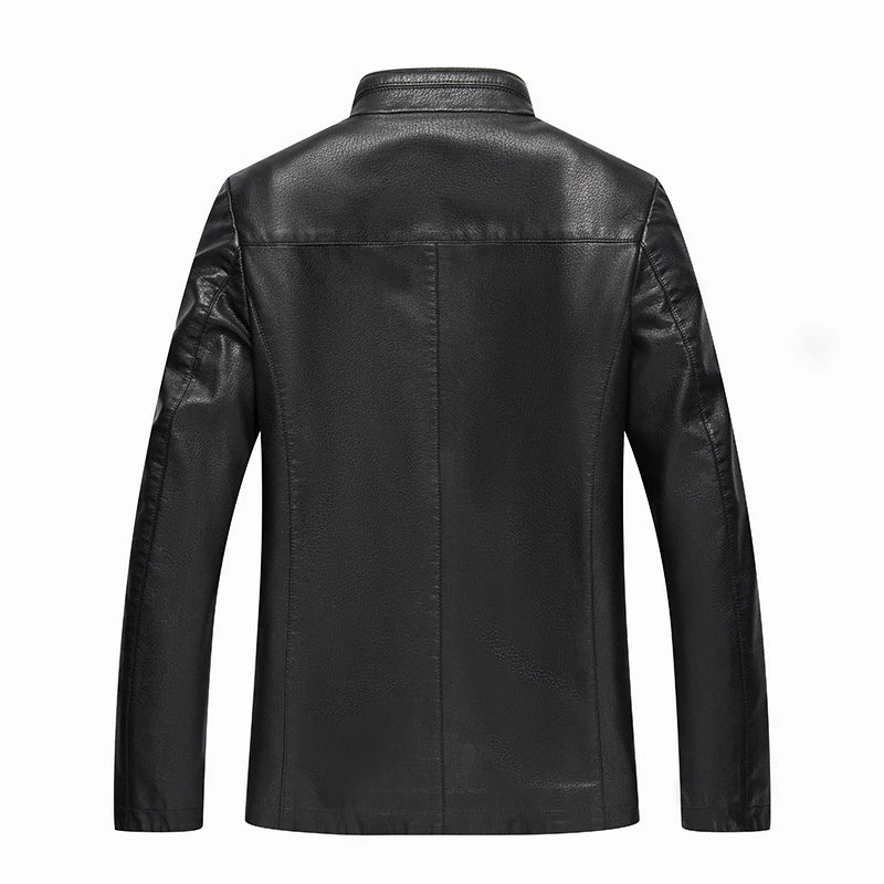 ZDT-8003 Spring New Men's Leather Jacket Standing Collar Jacket Casual Business High-End Jacket Thick And Thin Can Choose