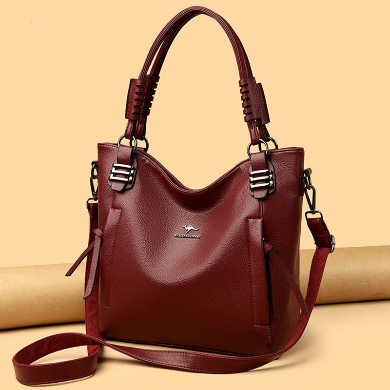 Luxury Soft Genuine Leather Handbag Fashion Women Shoulder Messenger Bag Solid Color Cowhide Tote Fashion Female Crossbody Sac