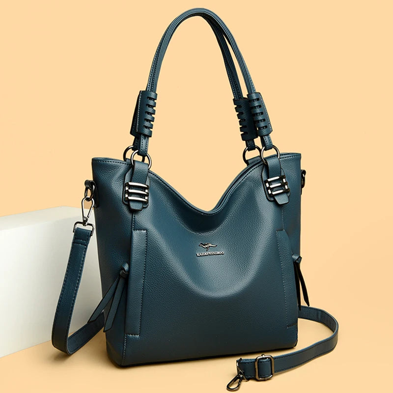 Luxury Soft Genuine Leather Handbag Fashion Women Shoulder Messenger Bag Solid Color Cowhide Tote Fashion Female Crossbody Sac