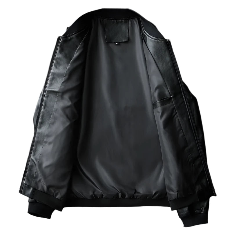 Autumn New Men Black Biker PU Leather Coat Korean Fashion Men Pu Leather Jacket Trend Casual Fit Slim Baseball Clothes 8Xl