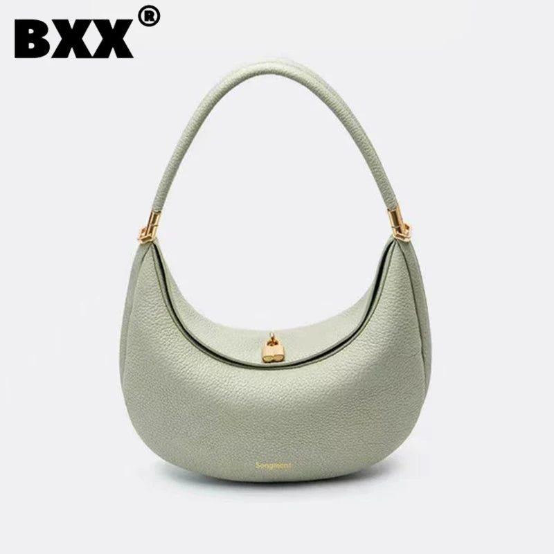 Designer Shoulder Underarm Leather Bag For Women 2023 New Fashion Portable Solid Color Female Travel Handbag 8AB761