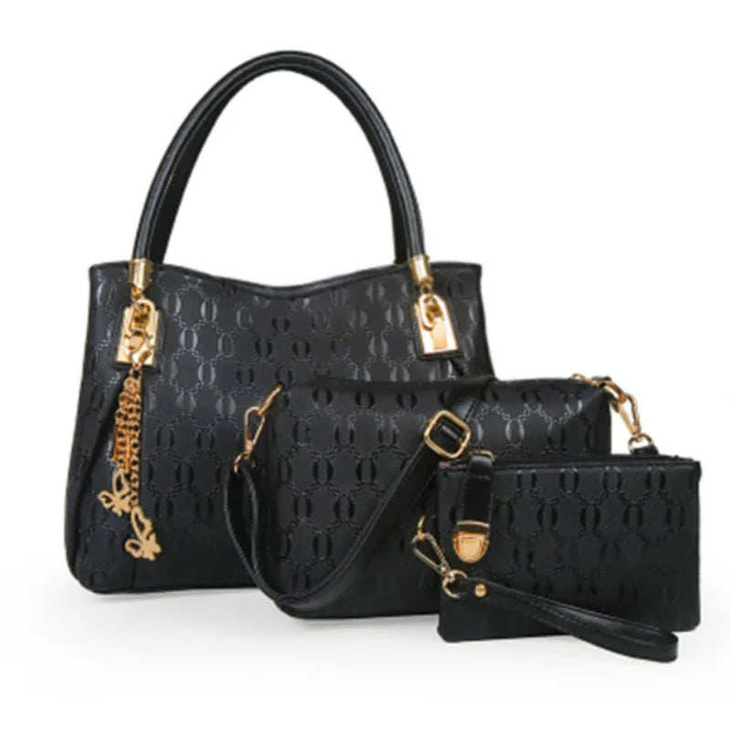 Women's Handbag 3-piece Set Women's Shoulder Bag Fashion Purse Vintage Leather Bag Large Capacity Handbag Inclined Shoulder Bag