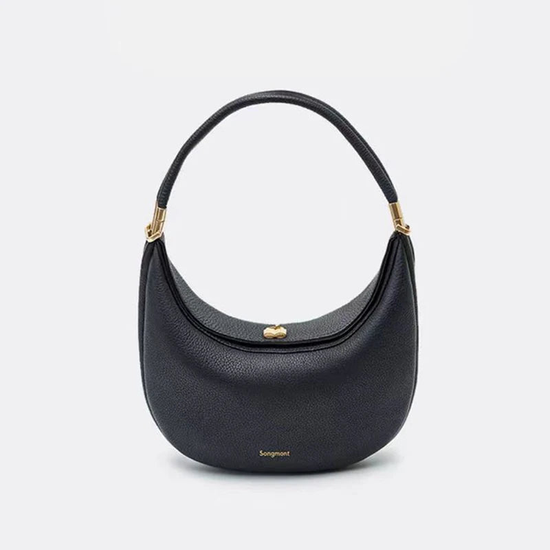 Designer Shoulder Underarm Leather Bag For Women 2023 New Fashion Portable Solid Color Female Travel Handbag 8AB761