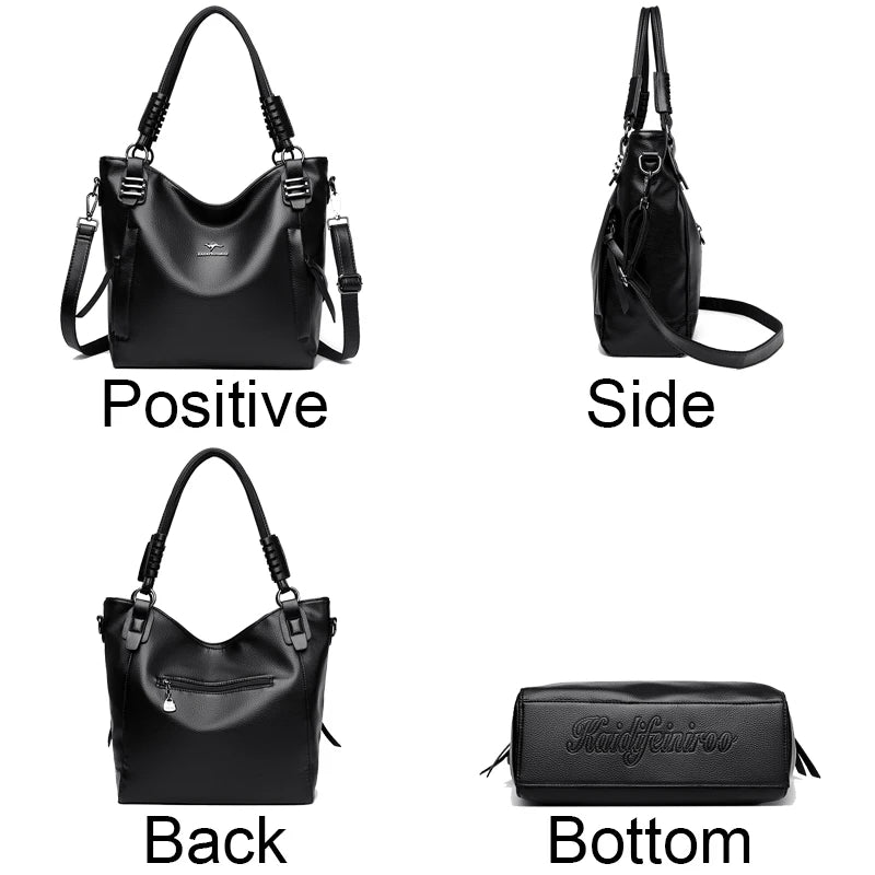 Luxury Soft Genuine Leather Handbag Fashion Women Shoulder Messenger Bag Solid Color Cowhide Tote Fashion Female Crossbody Sac