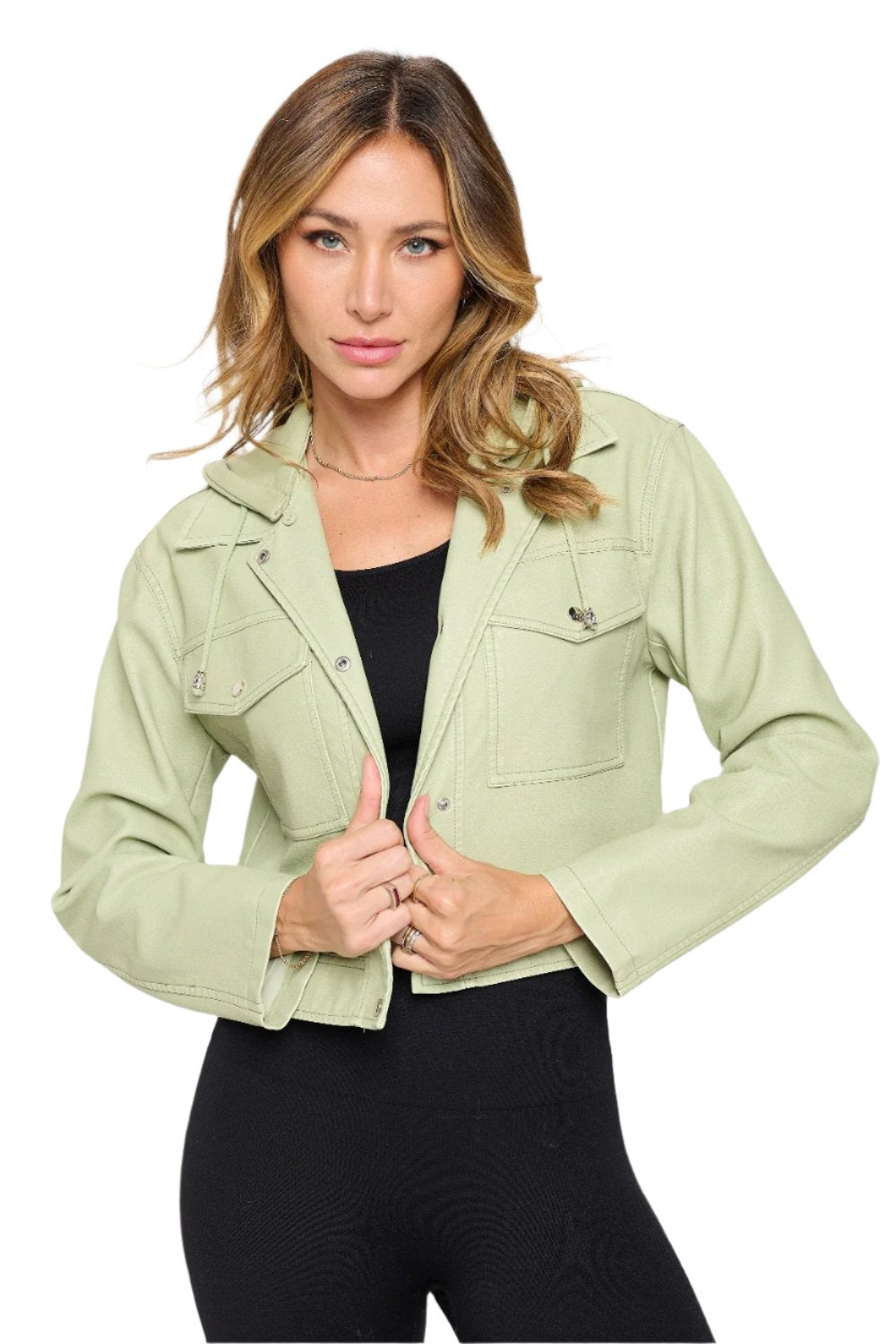 Coalition LA Snap Down Cropped Hooded Jacket