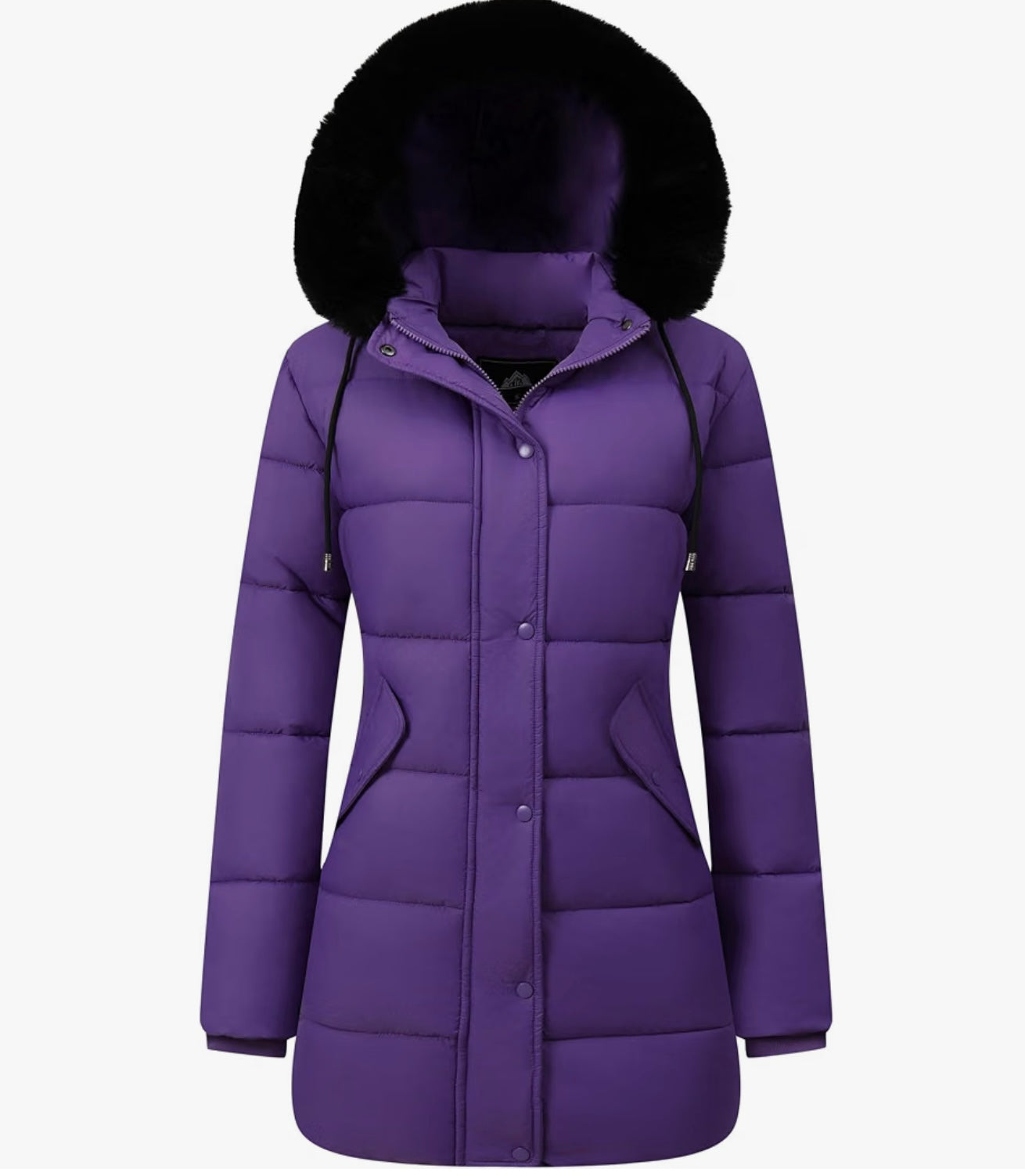 Women's Long Insulated Quilted Winter Puffer Coat - Purple Medium