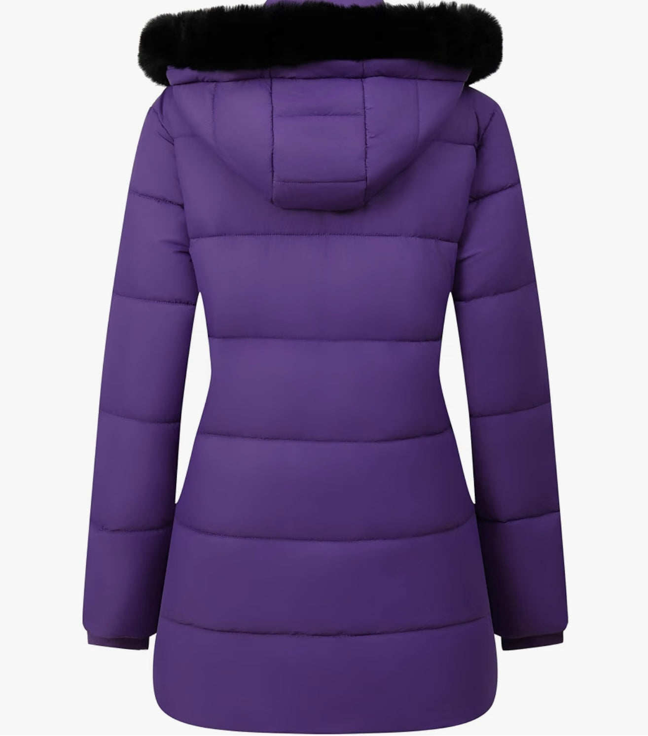 Women's Long Insulated Quilted Winter Puffer Coat - Purple Medium