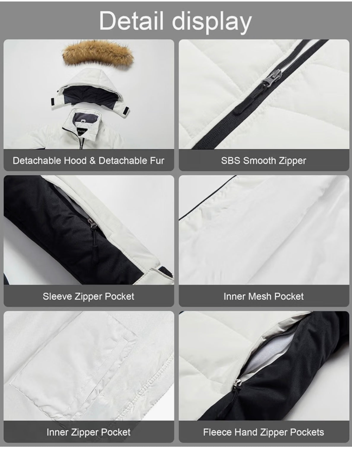 Women's Waterproof Insulated Faux Fur Winter Ski Puffer Jacket with Hood