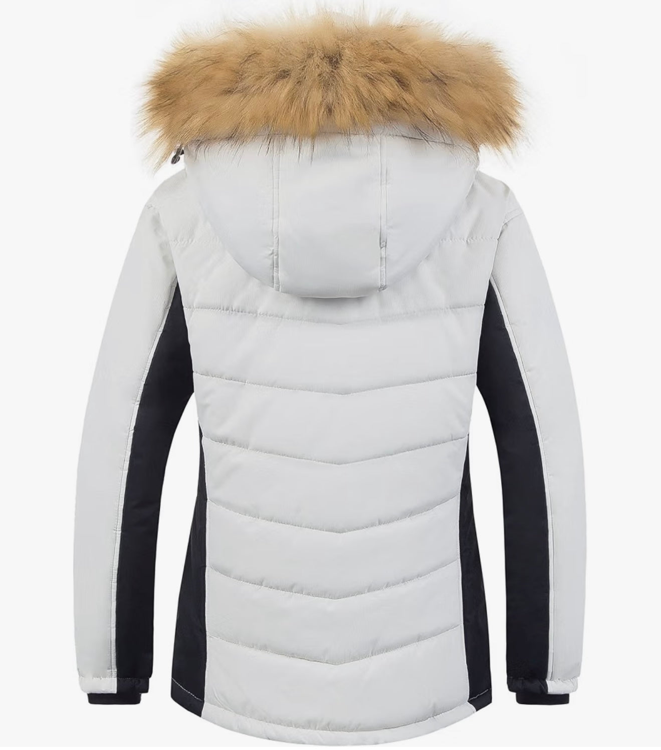 Women's Waterproof Insulated Faux Fur Winter Ski Puffer Jacket with Hood