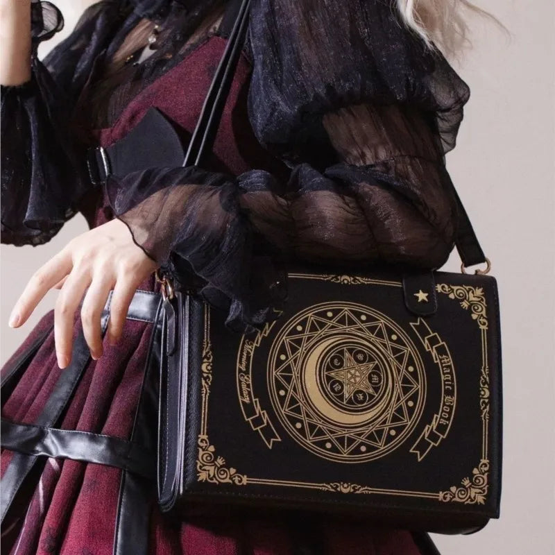 Moon Magic Book Lolita Bag Women Japan Gothic Leather Jk Kawaii Shoulder Bags Handbag Lady Vintage Black Mini Backpack Aesthetic