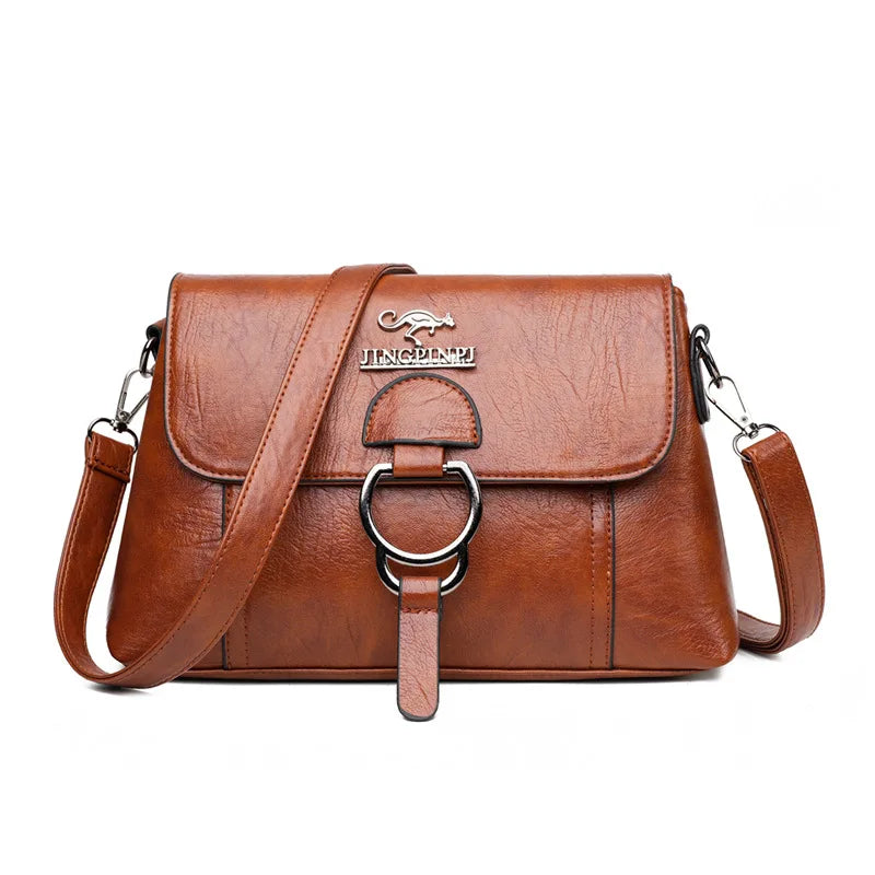 Women's Single Shoulder Bag PU Soft Leather Texture Large Capacity Crossbody Handbag Simple Small Square Fashionable Bag