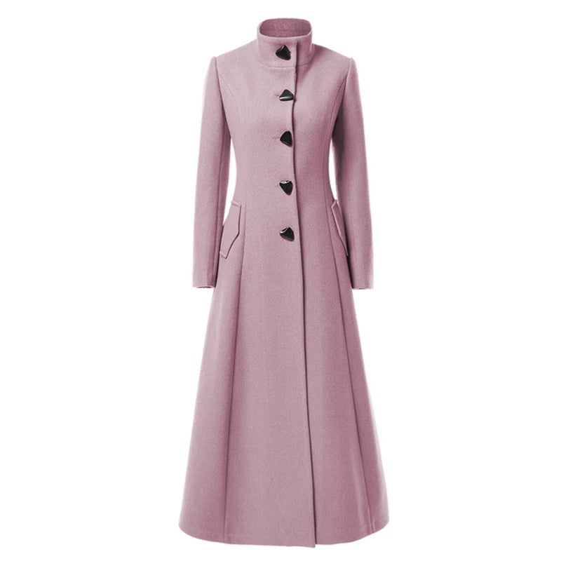 Women Woolen Coat 2024 Winter New Elegant Wool Jacket Slim Long Woolen Trench Coat Thick Warm Tops Lady Vintage Dress Overcoat